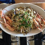 Spaghettini Vongole mit Scampi